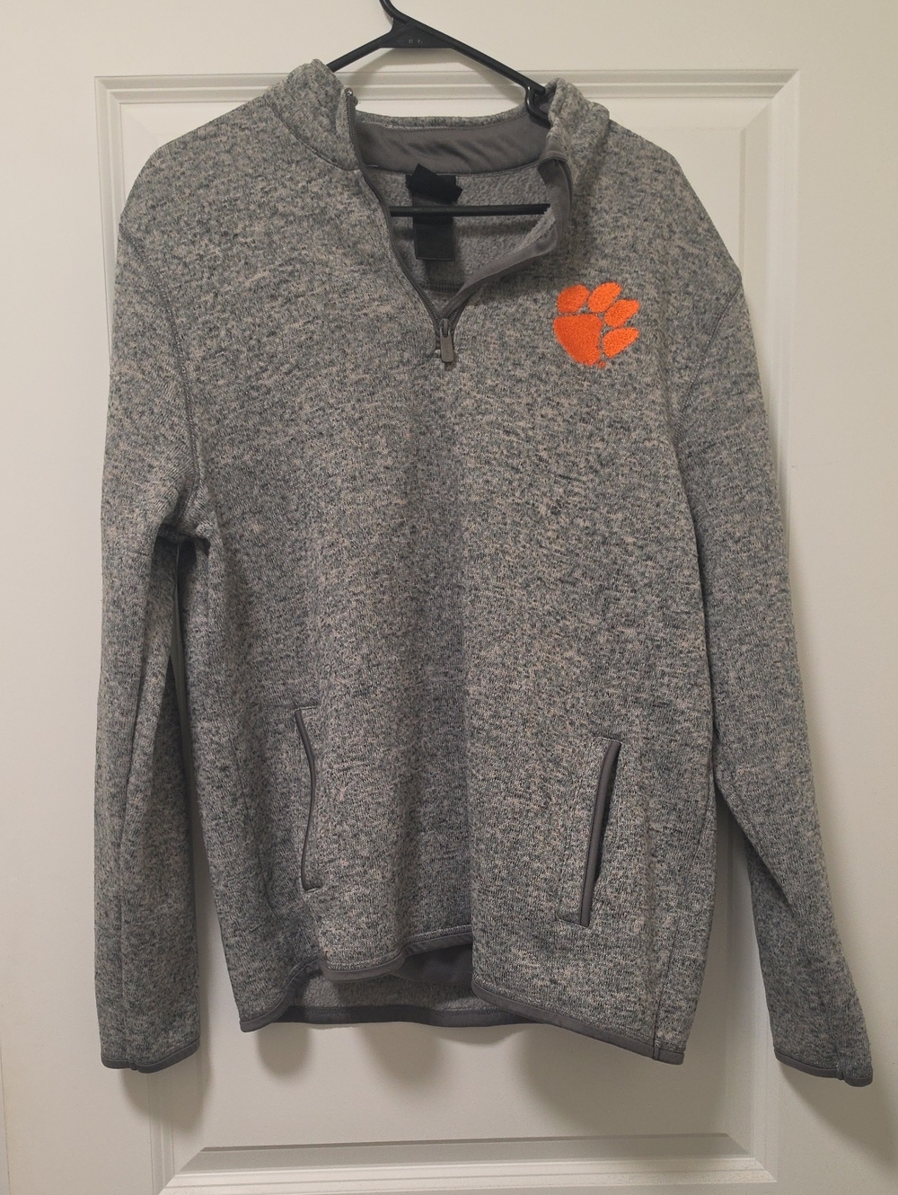 Men's Gray Quarter-Zip Pullover Sweater Clemson Tigers